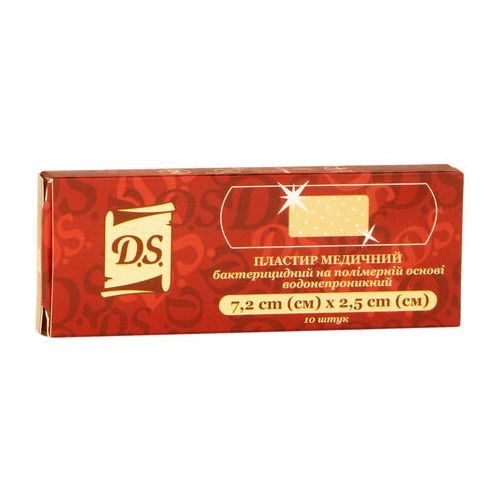 Пластир медичний D.S. бактерицидний на полімерній основі прозорий 7,2 см х 2,5 см, 10 шт. в місті Канів : ціни, характеристика.  - фото №1 Пластир медичний D.S. бактерицидний на полімерній основі прозорий 7,2 см х 2,5 см, 10 шт. в місті Канів : ціни, характеристика.