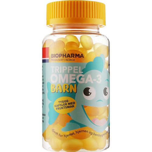 Омега-3 Biopharma Trippel Barn для детей с фруктовым вкусом капсулы №120 в городе Софиевка : цены, характеристики.  - фото №1 Омега-3 Biopharma Trippel Barn для детей с фруктовым вкусом капсулы №120 в городе Софиевка : цены, характеристики.