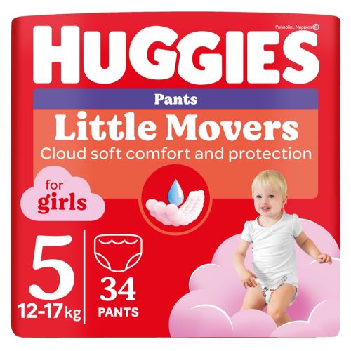 Трусики Huggies Little Movers для дівчаток р.5 (12-17 кг) №34 в місті Вишгород : ціни, характеристика.  - фото №1 Трусики Huggies Little Movers для дівчаток р.5 (12-17 кг) №34 в місті Вишгород : ціни, характеристика.