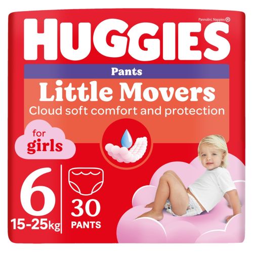 Трусики Huggies Little Movers для дівчаток р.6 (15-25 кг) №30 в місті Богородчани : ціни, характеристика.  - фото №1 Трусики Huggies Little Movers для дівчаток р.6 (15-25 кг) №30 в місті Богородчани : ціни, характеристика.