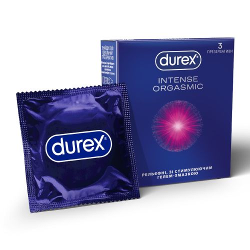 Презервативы латексные с силиконовой смазкой DUREX Intense Orgasmic (рельефные, со стимулирующим гелем-смазкой), 3 шт. в городе Кривой Рог : цены, характеристики. - фото №1 Презервативы латексные с силиконовой смазкой DUREX Intense Orgasmic (рельефные, со стимулирующим гелем-смазкой), 3 шт. в городе Кривой Рог : цены, характеристики.