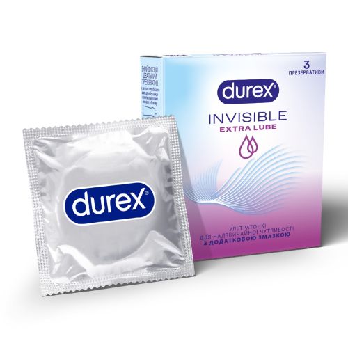 Презервативы латексные с силиконовой смазкой DUREX Invisible Extra Lube (ультратонкая с дополнительной смазкой), 3 шт. в городе Кривой Рог : цены, характеристики. - фото №1 Презервативы латексные с силиконовой смазкой DUREX Invisible Extra Lube (ультратонкая с дополнительной смазкой), 3 шт. в городе Кривой Рог : цены, характеристики.