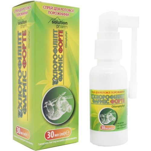 Хлорофиллипт Фармис Форте спрей для полости рта 30 мл в городе Богородчаны : цены, характеристики.  - фото №1 Хлорофиллипт Фармис Форте спрей для полости рта 30 мл в городе Богородчаны : цены, характеристики.