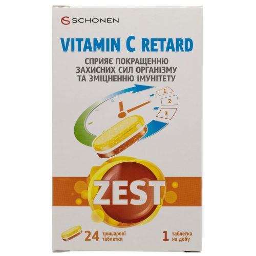 Zest (Зест) Vitamin C Retard (Вітамін С Ретард) таблетки №24 в місті Березань : ціни, характеристика.  - фото №1 Zest (Зест) Vitamin C Retard (Вітамін С Ретард) таблетки №24 в місті Березань : ціни, характеристика.