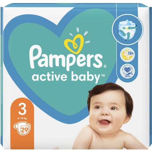 Підгузки Pampers (Памперс) Active Baby Midi р.3 (6-10 кг) №29 в місті Богородчани : ціни, характеристика.  - фото №1 Підгузки Pampers (Памперс) Active Baby Midi р.3 (6-10 кг) №29 в місті Богородчани : ціни, характеристика.