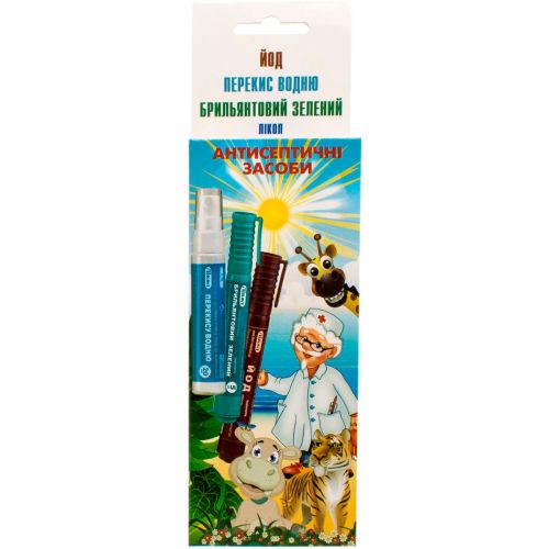 Набір флаконів-олівців антисептичних (йод, брильянтовий зелений, перекис водню) в місті Вишгород : ціни, характеристика.  - фото №1 Набір флаконів-олівців антисептичних (йод, брильянтовий зелений, перекис водню) в місті Вишгород : ціни, характеристика.