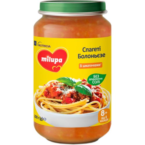 Пюре овощное Milupa Спагетти Болоньезе с макаронами и говядиной с 8 месяцев 200 г в городе Вышгород : цены, характеристики.  - фото №1 Пюре овощное Milupa Спагетти Болоньезе с макаронами и говядиной с 8 месяцев 200 г в городе Вышгород : цены, характеристики.