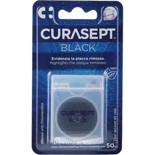 Зубна нитка Curasept Floss чорна вощена з хлоргексидином, 50 м в місті Глобине : ціни, характеристика.  - фото №1 Зубна нитка Curasept Floss чорна вощена з хлоргексидином, 50 м в місті Глобине : ціни, характеристика.