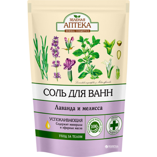 Соль для ванн Зеленая Аптека Лаванда и мелисса дой-пак 500 г в городе Вышгород : цены, характеристики.  - фото №1 Соль для ванн Зеленая Аптека Лаванда и мелисса дой-пак 500 г в городе Вышгород : цены, характеристики.