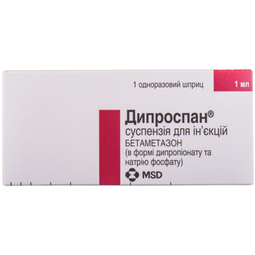 Дипроспан суспензія для ін'єкцій 1 мл шприц №1 в місті Софіївка : ціни, характеристика.  - фото №1 Дипроспан суспензія для ін'єкцій 1 мл шприц №1 в місті Софіївка : ціни, характеристика.