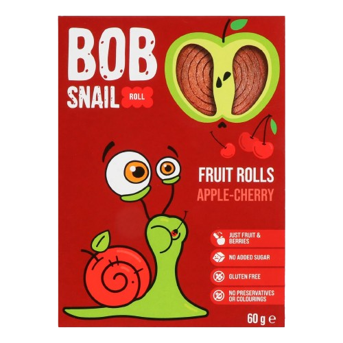 Цукерки Bob Snail Roll натуральні яблучно-вишневі 60 г в місті Одеса : ціни, характеристика.  - фото №1 Цукерки Bob Snail Roll натуральні яблучно-вишневі 60 г в місті Одеса : ціни, характеристика.