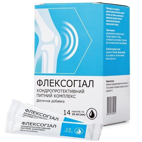 Флексогіал хондропротекторний питний комплекс розчин по 15 мл пакетики №14 в місті Софіївка : ціни, характеристика.  - фото №1 Флексогіал хондропротекторний питний комплекс розчин по 15 мл пакетики №14 в місті Софіївка : ціни, характеристика.
