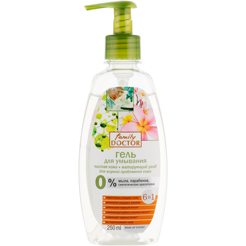 Гель для вмивання Family Doctor Чиста шкіра+Матуючий догляд 250 мл в місті Глобине : ціни, характеристика.  - фото №1 Гель для вмивання Family Doctor Чиста шкіра+Матуючий догляд 250 мл в місті Глобине : ціни, характеристика.