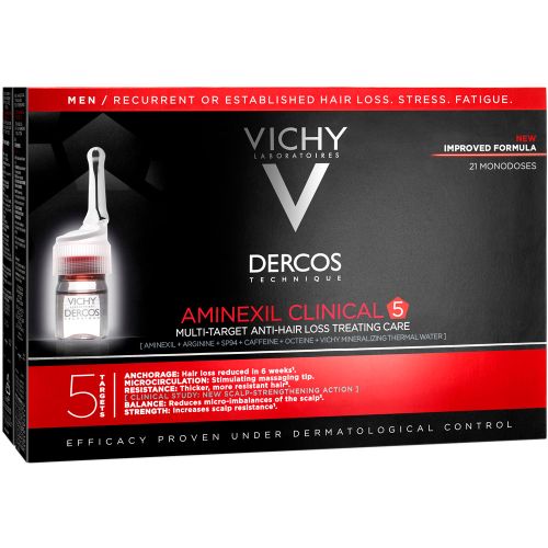Засіб Vichy (Віши) Dercos Aminexil Clinical 5 проти випадіння волосся комплексної дії для чоловіків (монодози 21 х 6 мл) в місті Глобине : ціни, характеристика.  - фото №1 Засіб Vichy (Віши) Dercos Aminexil Clinical 5 проти випадіння волосся комплексної дії для чоловіків (монодози 21 х 6 мл) в місті Глобине : ціни, характеристика.