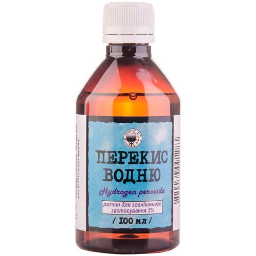 Перекис водню 3% флакон 100 мл в Дніпрі : ціни, характеристика.  - фото №1 Перекис водню 3% флакон 100 мл в Дніпрі : ціни, характеристика.