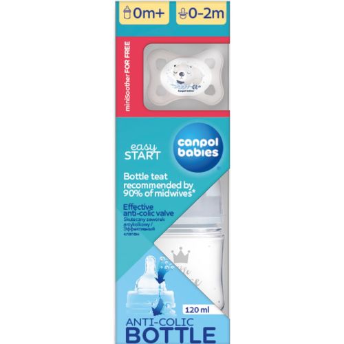 Набір для новонароджених Canpol babies для хлопчика: пляшка 120 мл + пустушка Mini 1 шт. в місті Львів : ціни, характеристика.  - фото №1 Набір для новонароджених Canpol babies для хлопчика: пляшка 120 мл + пустушка Mini 1 шт. в місті Львів : ціни, характеристика.