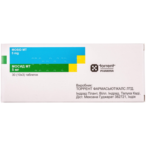Мосид МТ 5 мг таблетки №30 в городе Вышгород : цены, характеристики.  - фото №1 Мосид МТ 5 мг таблетки №30 в городе Вышгород : цены, характеристики.