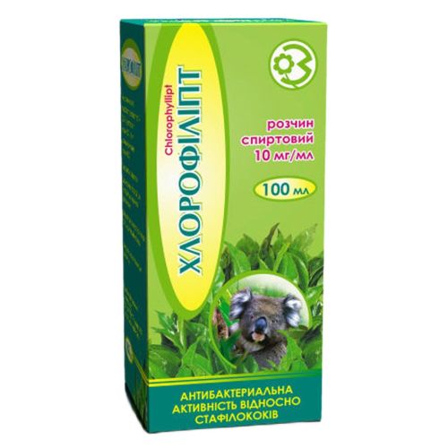 Хлорофіліпт розчин спиртовий 10 мг/мл флакон 100 мл в Дніпрі : ціни, характеристика.  - фото №1 Хлорофіліпт розчин спиртовий 10 мг/мл флакон 100 мл в Дніпрі : ціни, характеристика.