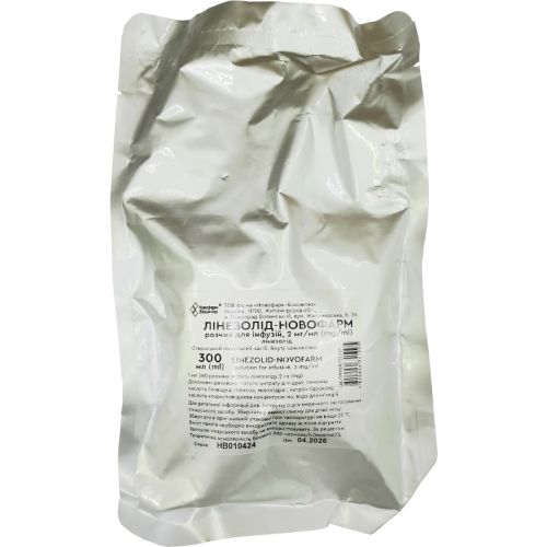 Лінезолід-Новофарм розчин для інфузій 2 мг/мл пакет 300 мл в місті Харків : ціни, характеристика.  - фото №1 Лінезолід-Новофарм розчин для інфузій 2 мг/мл пакет 300 мл в місті Харків : ціни, характеристика.