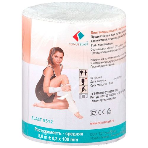Бинт эластичный Tonus Elast средней растяжимости 5 м х 10 см (9512) в городе Софиевка : цены, характеристики.  - фото №1 Бинт эластичный Tonus Elast средней растяжимости 5 м х 10 см (9512) в городе Софиевка : цены, характеристики.