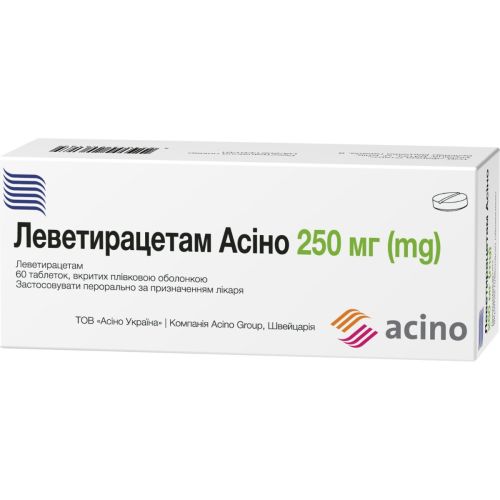 Леветирацетам Асіно 250 мг таблетки №60 в місті Вінниця : ціни, характеристика.  - фото №1 Леветирацетам Асіно 250 мг таблетки №60 в місті Вінниця : ціни, характеристика.