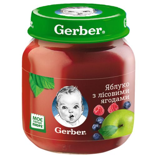 Пюре Gerber яблуко з лісовими ягодами (з 6 місяців), 130 г в місті Глобине : ціни, характеристика.  - фото №1 Пюре Gerber яблуко з лісовими ягодами (з 6 місяців), 130 г в місті Глобине : ціни, характеристика.
