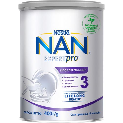Смесь молочная Nestle NAN ExpertPro Гипоаллергенный 3, от 12 месяцев, 400 г в Киеве : цены, характеристики.  - фото №1 Смесь молочная Nestle NAN ExpertPro Гипоаллергенный 3, от 12 месяцев, 400 г в Киеве : цены, характеристики.