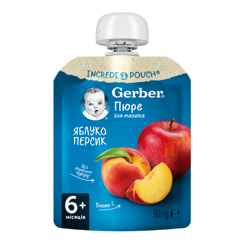 Пюре Gerber яблуко, персик (з 6 місяців) 90 г в Україні - фото №1 Пюре Gerber яблуко, персик (з 6 місяців) 90 г в Україні