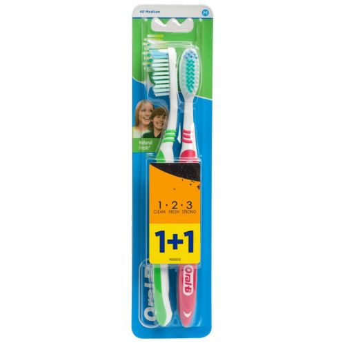 Зубна щітка Oral-B (Орал-Бі) 1 2 3 Чистота Свіжість Навіть між зубами 40 середня 1+1 в Дніпрі : ціни, характеристика.  - фото №1 Зубна щітка Oral-B (Орал-Бі) 1 2 3 Чистота Свіжість Навіть між зубами 40 середня 1+1 в Дніпрі : ціни, характеристика.