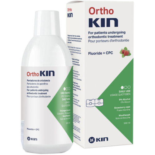 Ополіскувач Kin (Кін) Ortho ортодонтичний полунична м'ята 500 мл в місті Вишгород : ціни, характеристика.  - фото №1 Ополіскувач Kin (Кін) Ortho ортодонтичний полунична м'ята 500 мл в місті Вишгород : ціни, характеристика.