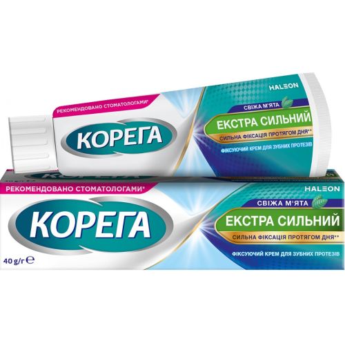 Крем Корега (Corega) для фиксации зубных протезов Экстра сильный Свежая мята, 40 г в городе Вышгород : цены, характеристики.  - фото №1 Крем Корега (Corega) для фиксации зубных протезов Экстра сильный Свежая мята, 40 г в городе Вышгород : цены, характеристики.
