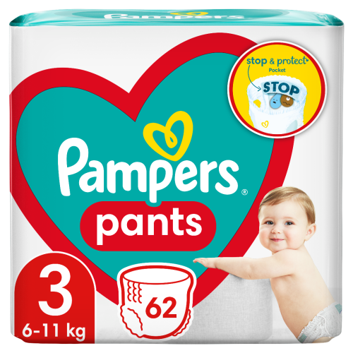 Підгузки-трусики Pampers Pants Розмір 3 (6-11 кг) 62 шт в інтернет-аптеці - фото №1 Підгузки-трусики Pampers Pants Розмір 3 (6-11 кг) 62 шт в інтернет-аптеці
