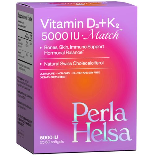 Perla Helsa Вітамін Д3 + K2 Match 5000 IU + 75 mcg капсули №60 в місті Березань : ціни, характеристика.  - фото №1 Perla Helsa Вітамін Д3 + K2 Match 5000 IU + 75 mcg капсули №60 в місті Березань : ціни, характеристика.