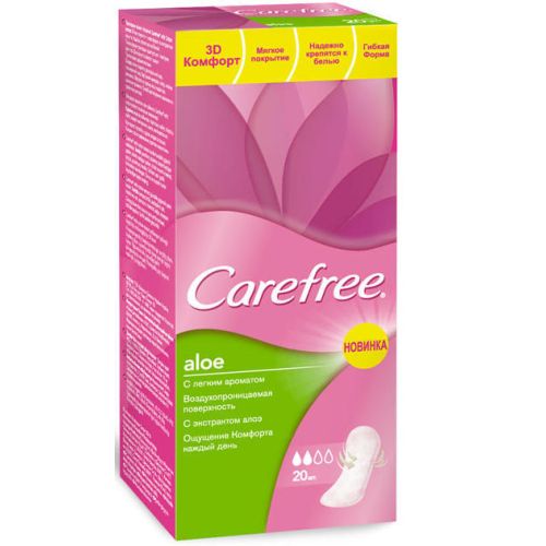 Прокладки Carefree Aloe ежедневные №20 цена - фото №1 Прокладки Carefree Aloe ежедневные №20 цена