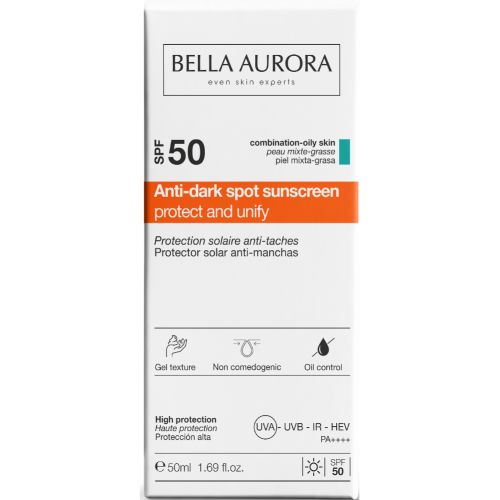 Гель-крем Bella Aurora (Белла Аурора) сонцезахисний від пігментних плям SPF50 для комбінованої, масної шкіри 50 мл замовити - фото №1 Гель-крем Bella Aurora (Белла Аурора) сонцезахисний від пігментних плям SPF50 для комбінованої, масної шкіри 50 мл замовити