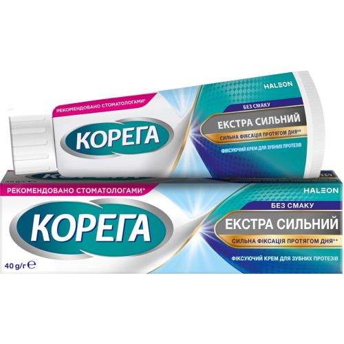 Крем Корега (Corega) для фиксации зубных протезов Экстра сильный Без вкуса 40 г в городе Вышгород : цены, характеристики.  - фото №1 Крем Корега (Corega) для фиксации зубных протезов Экстра сильный Без вкуса 40 г в городе Вышгород : цены, характеристики.