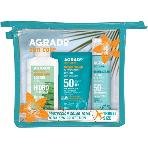 Набір Agrado (Аградо) Захист від сонця (Лосьйон після засмаги 100 мл+Крем сонцезахисний SPF50 100 мл+Міст сонцезахисний для обличчя сухий SPF50 75 мл+косметичка) в місті Харків : ціни, характеристика.  - фото №1 Набір Agrado (Аградо) Захист від сонця (Лосьйон після засмаги 100 мл+Крем сонцезахисний SPF50 100 мл+Міст сонцезахисний для обличчя сухий SPF50 75 мл+косметичка) в місті Харків : ціни, характеристика.