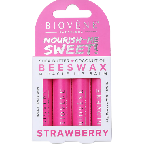 Бальзам Biovene (Биовен) для сухих губ увлажняющий с клубникой 4 шт. в городе Первомайск : цены, характеристики.  - фото №1 Бальзам Biovene (Биовен) для сухих губ увлажняющий с клубникой 4 шт. в городе Первомайск : цены, характеристики.