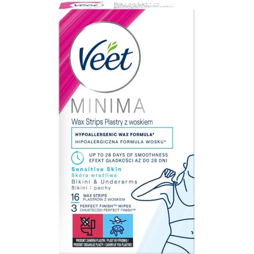 Восковые полоски Veet Minima (Вит Минима) для депиляции для чувствительной кожи бикини и подмышек №16 в городе Чернигов : цены, характеристики.  - фото №1 Восковые полоски Veet Minima (Вит Минима) для депиляции для чувствительной кожи бикини и подмышек №16 в городе Чернигов : цены, характеристики.
