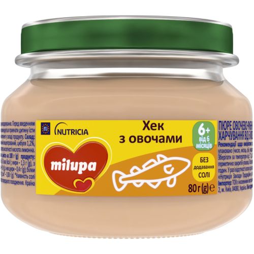 Пюре овощно-рыбное Milupa Хек с овощами с 6 месяцев 80 г фото - фото №1 Пюре овощно-рыбное Milupa Хек с овощами с 6 месяцев 80 г фото