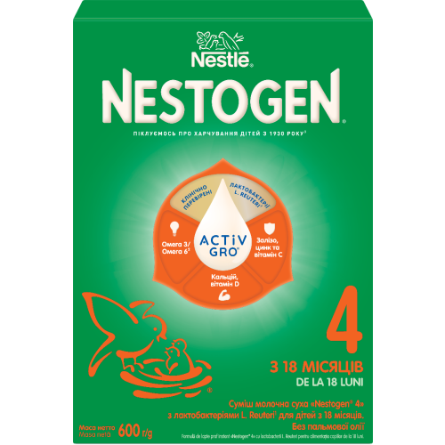 Суміш молочна Nestle Nestogen-4 (з 18 місяців) 600 г в Україні - фото №1 Суміш молочна Nestle Nestogen-4 (з 18 місяців) 600 г в Україні