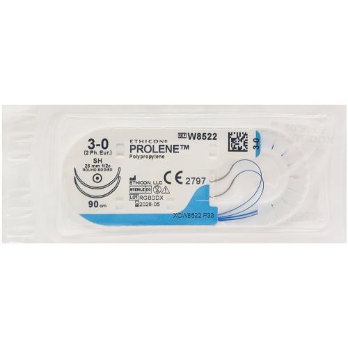 Шовный материал Пролен 3-0 (1/2 круга) колющие 2 иголки 26 мм 90 см W8522 в городе Канев : цены, характеристики.  - фото №1 Шовный материал Пролен 3-0 (1/2 круга) колющие 2 иголки 26 мм 90 см W8522 в городе Канев : цены, характеристики.