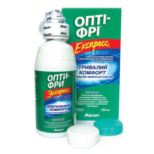 Раствор для линз Опти-Фри Экспресс флакон 120 мл (с контейнером для хранения линз) в городе Канев : цены, характеристики.  - фото №1 Раствор для линз Опти-Фри Экспресс флакон 120 мл (с контейнером для хранения линз) в городе Канев : цены, характеристики.