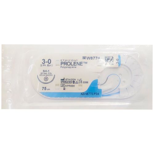 Шовный материал Пролен 3-0 (1/2 круга) колющая игла 22 мм 75 см W8770 в городе Харьков : цены, характеристики.  - фото №1 Шовный материал Пролен 3-0 (1/2 круга) колющая игла 22 мм 75 см W8770 в городе Харьков : цены, характеристики.