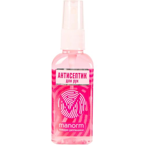 Засіб Манорм Coral антисептичний для рук 50 мл в місті Первомайськ : ціни, характеристика.  - фото №1 Засіб Манорм Coral антисептичний для рук 50 мл в місті Первомайськ : ціни, характеристика.