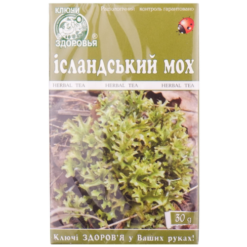 Фиточай Ключи Здоровья Исландский мох 30 г в городе Рахов : цены, характеристики.  - фото №1 Фиточай Ключи Здоровья Исландский мох 30 г в городе Рахов : цены, характеристики.