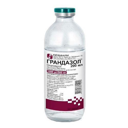 Грандазол 5 мг/2,5 мг/мл раствор 200 мл в городе Вышгород : цены, характеристики.  - фото №1 Грандазол 5 мг/2,5 мг/мл раствор 200 мл в городе Вышгород : цены, характеристики.