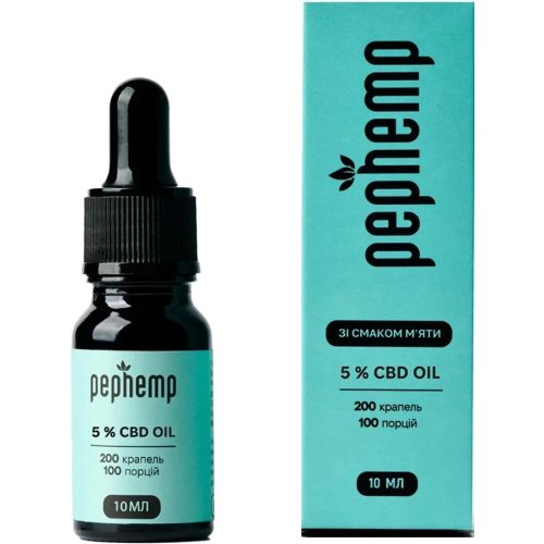 Pephemp Олія 5% СBD Isolate зі смаком м'яти 10 мл фото - фото №1 Pephemp Олія 5% СBD Isolate зі смаком м'яти 10 мл фото