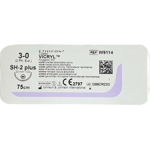 Шовний матеріал Вікрил 3-0 (1/2 кола) колюча голка 20 мм 75 см W9114 в місті Вишгород : ціни, характеристика.  - фото №1 Шовний матеріал Вікрил 3-0 (1/2 кола) колюча голка 20 мм 75 см W9114 в місті Вишгород : ціни, характеристика.