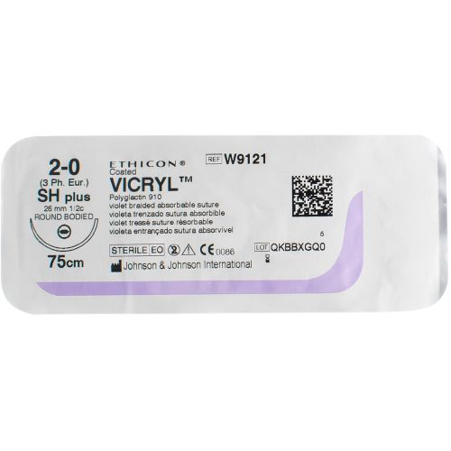 Шовний матеріал Вікрил 2-0 (1/2 кола) колюча голка 26 мм 75 см W9121 в місті Вишгород : ціни, характеристика.  - фото №1 Шовний матеріал Вікрил 2-0 (1/2 кола) колюча голка 26 мм 75 см W9121 в місті Вишгород : ціни, характеристика.